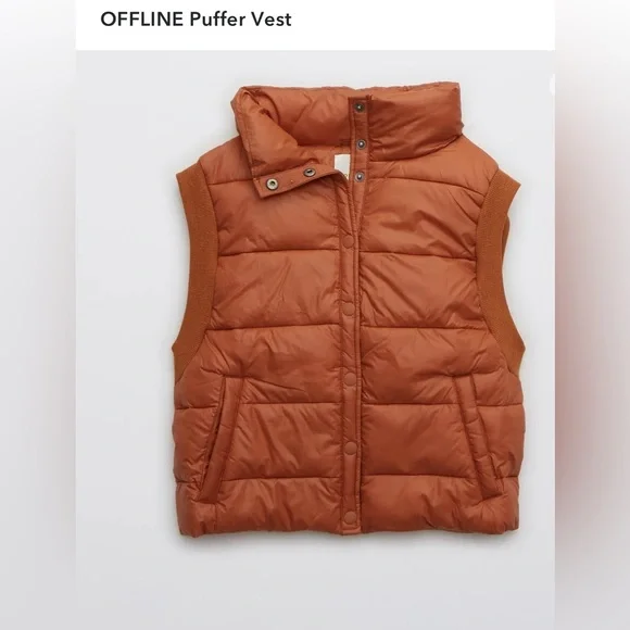 Aerie Offline Puffer Vest in Jupiter Brown , Medium - Picture 3 of 11